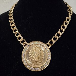 Gold Lion Pendant Necklace